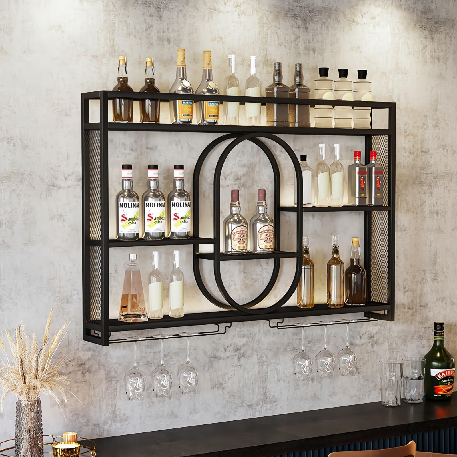 Home Bar Shelves - Étagère à vin murale en métal