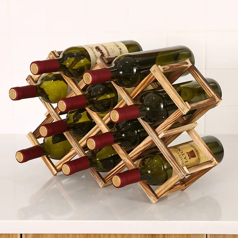 Home Bar Setup - Supports à vin pliables en bois,