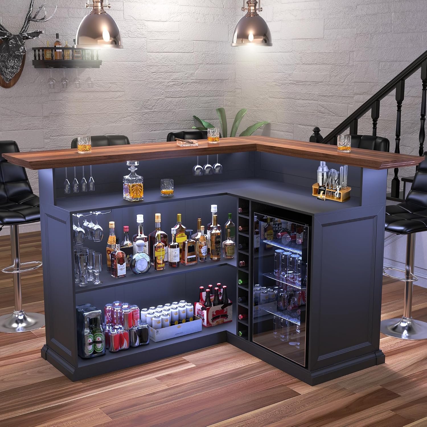 Home Bar Setup - Meuble bar en L pour la