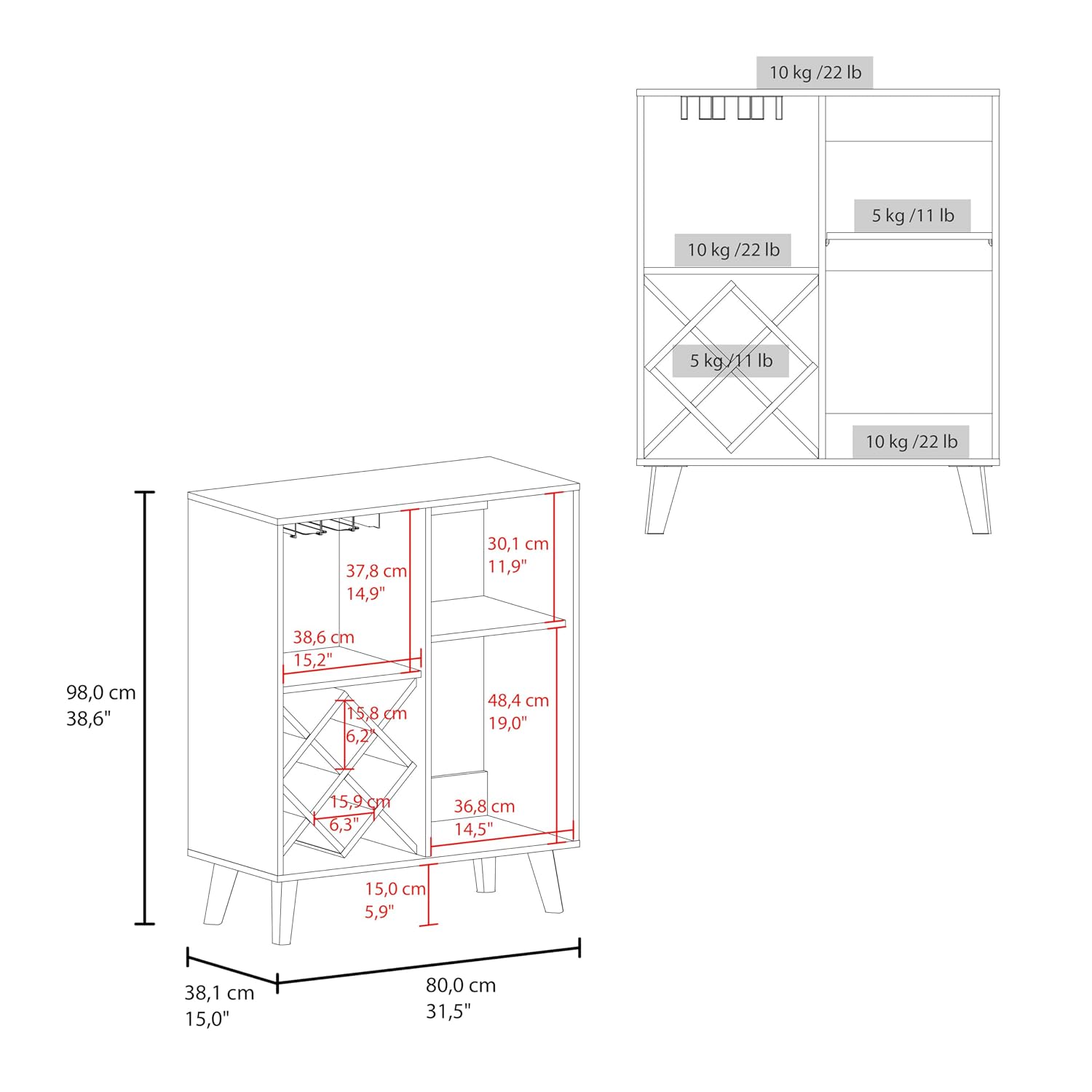 Meuble de bar en chêne bleu, 4 - Home Bar Shelves avis et prix